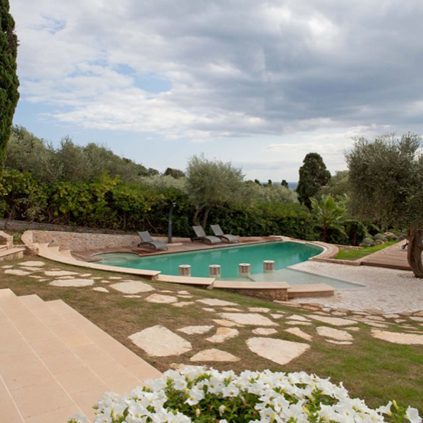 special rounded pool in a resort