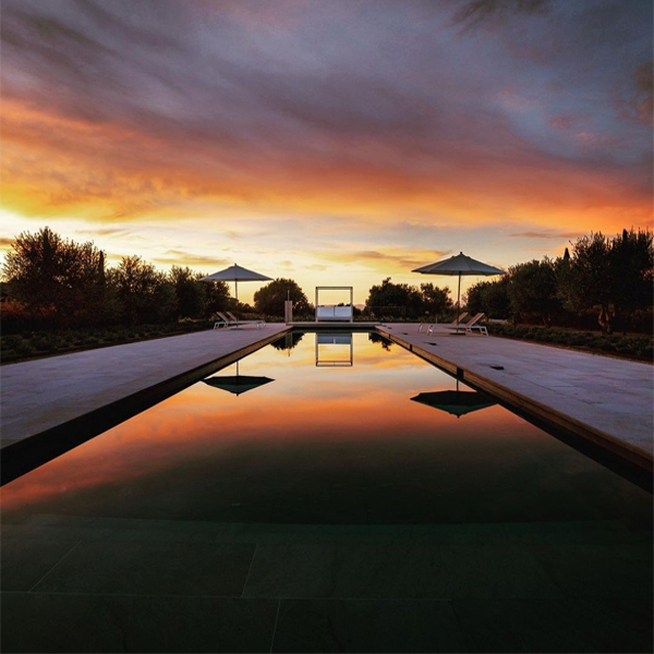 elegant pool at sunset