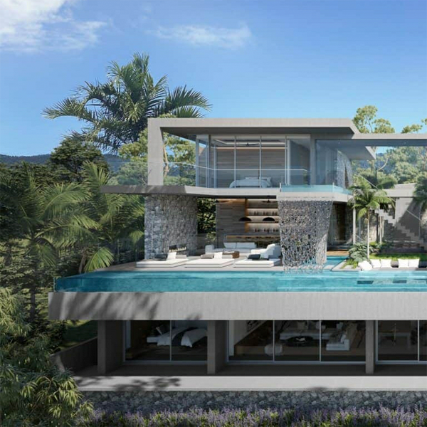 transparent overflow swimming pool