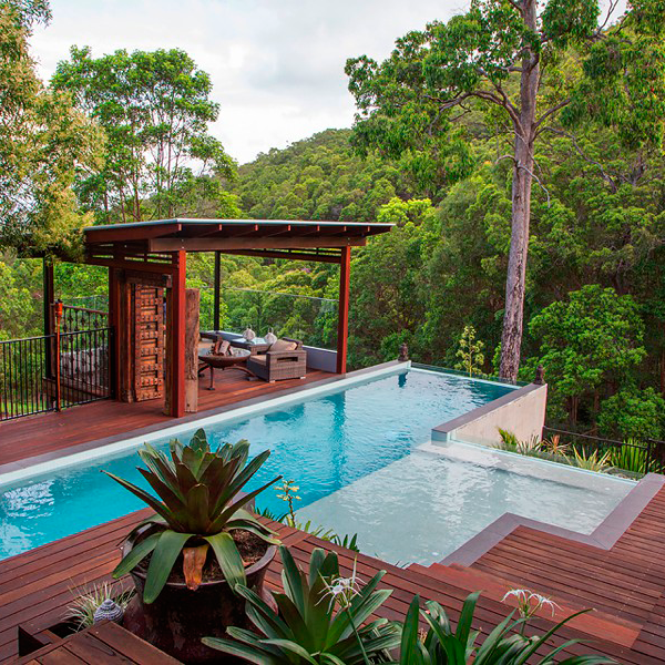above ground pool in the forest
