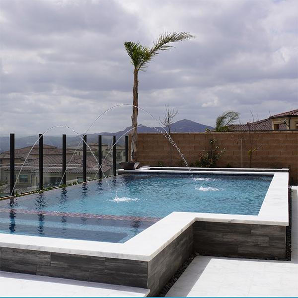 geometric above ground pool and spa by G.O. Construction