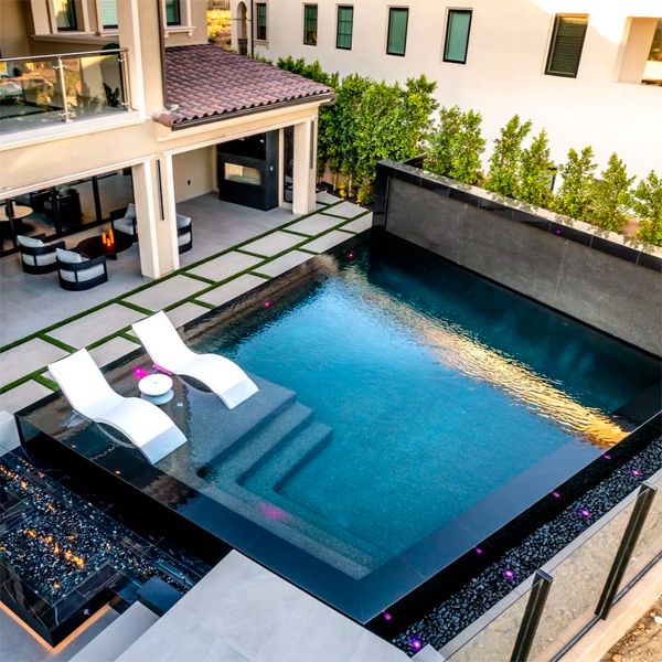 drone view luxury infinity pool by Westmod Design