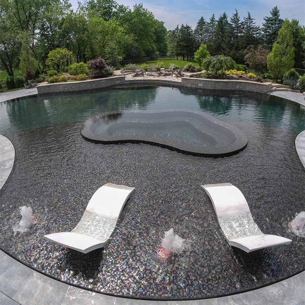 black overflow pool and spa by Platinum Pool