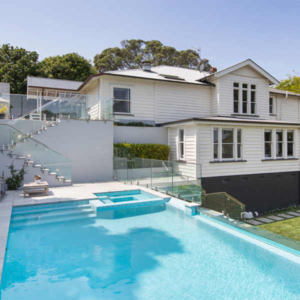 above ground pool with spa