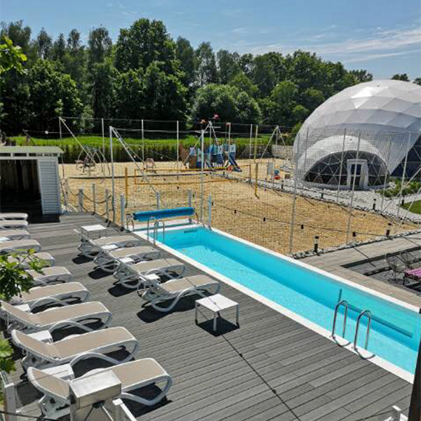 shipping container pool with transparent underwater windows by Momo Container Pools