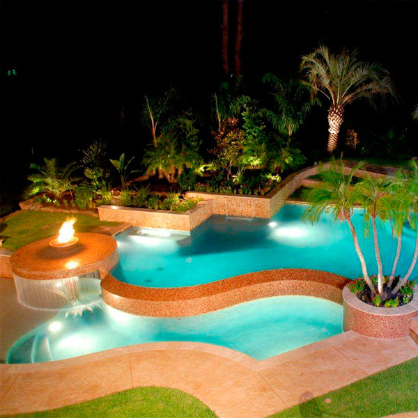 double pool and garden by Marquise Pools