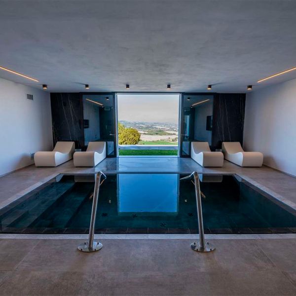 indoor overflow mini pool spa by Professione Piscina