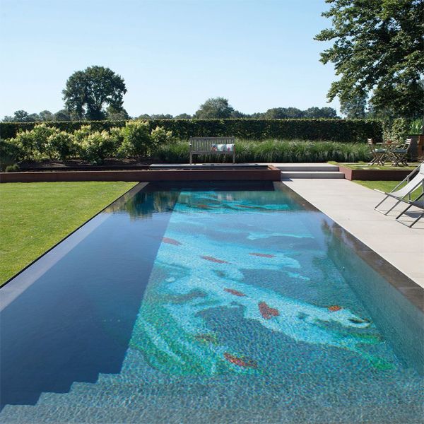 mirror pool with a unique abstract drawing coating, by H2eau Systems