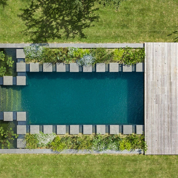 natural pool drone view