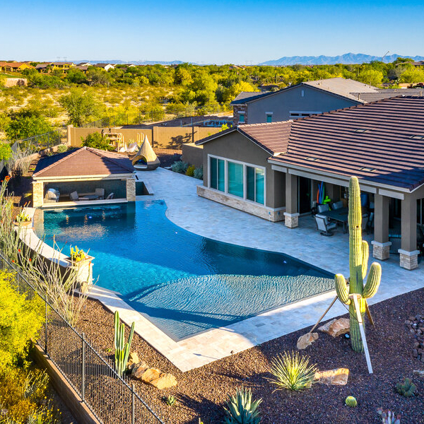 freeform pool in a cottage