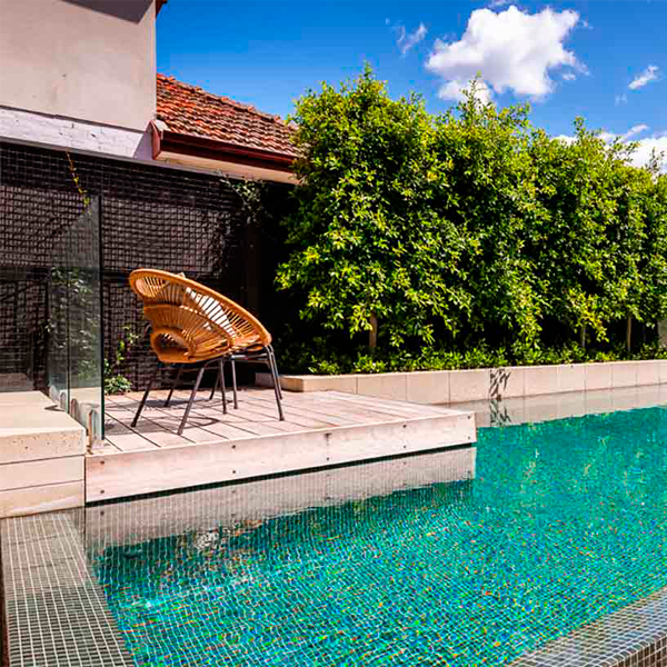 Above ground pool colored tiles