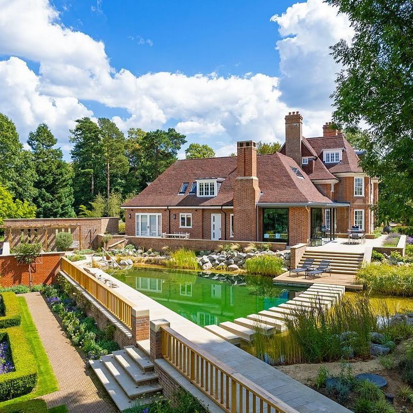 Beautiful natural pool, exclusive geometric designed by Gartenart, in a great country house
