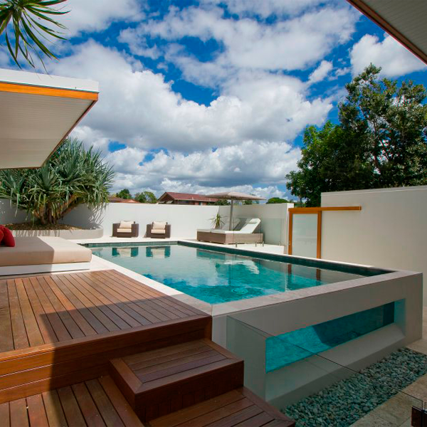 private above ground pool with a transparent window by Roger Pools