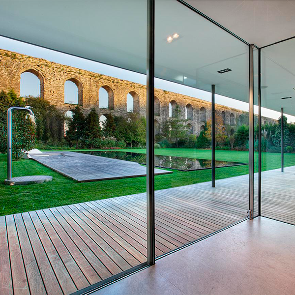 mirror pool close to an aqueduct