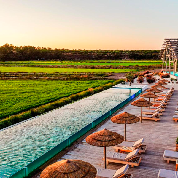 infinity transparent lap pool in hotel Quinta da Comporta by MCM Architecture
