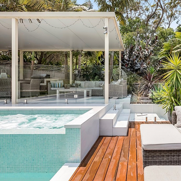 private pool and elevated spa by Trayd Pools