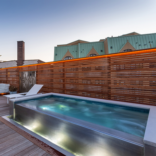 infinity inox mini pool in a rooftop by Elite Pool Design