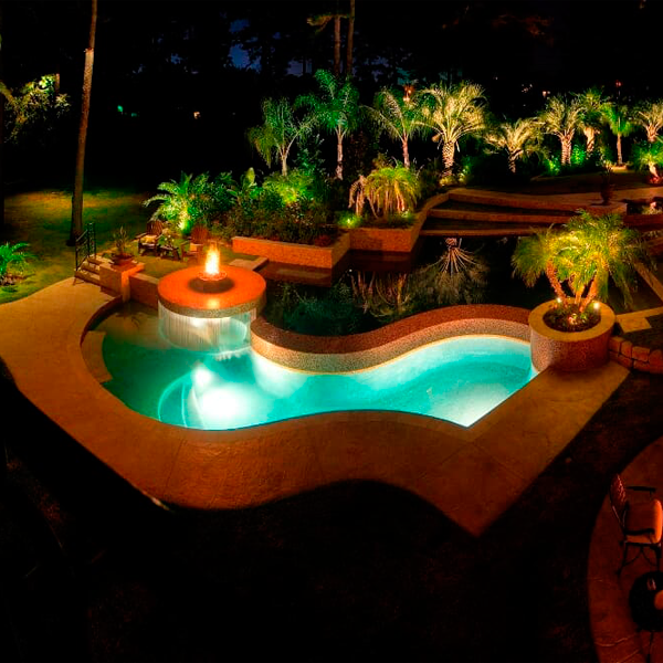 double pool and garden by Marquise Pools