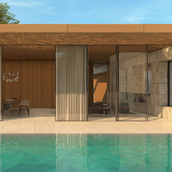 mirror pool in modern house by Woods Dangaran
