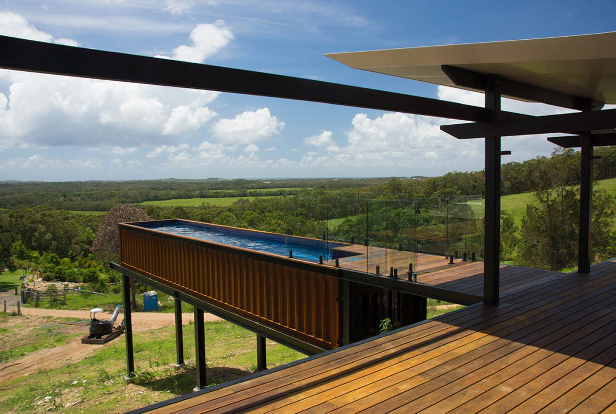 Suspended pool made with shipping containers is one of the lastest pool trends