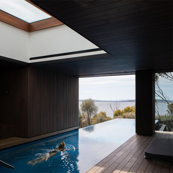 suspended infinity pool in a project by studio ilk