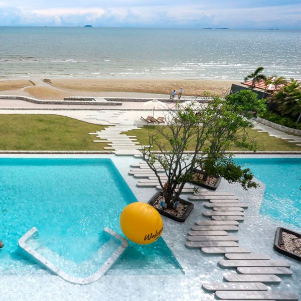 a unique hotel pool in a project by Trop Land