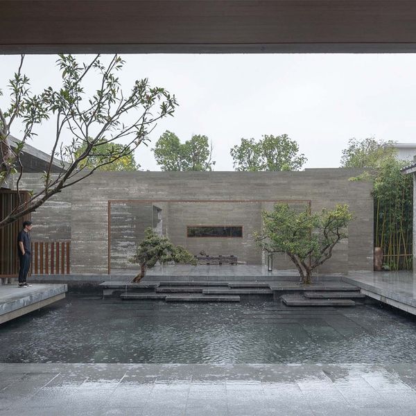 custom indoor pool in a clssic chinese style, in a project by More Than Arch Studio