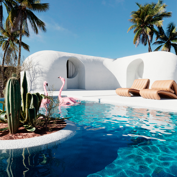 Diseño 3D de piscina blanca