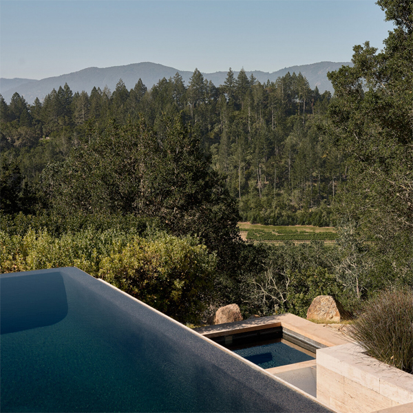 piscina infinity y spa en un proyecto de Piechota Architecture