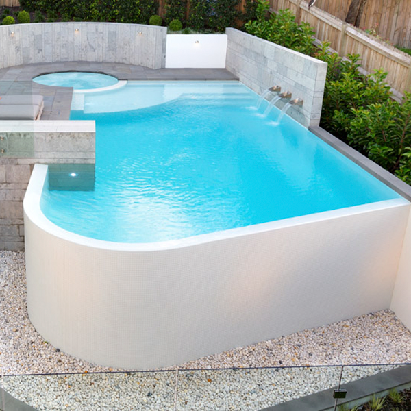 piscina infinity blanca a medida con spa