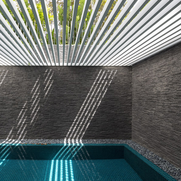 piscina desbordante de interior, en un proyecto de Wallflower Architects