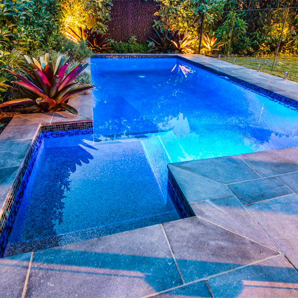 piscine privée entourée de plantes