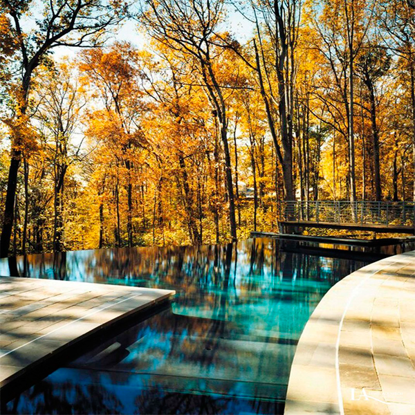 piscine noire à débordement par Lewis Aquatech