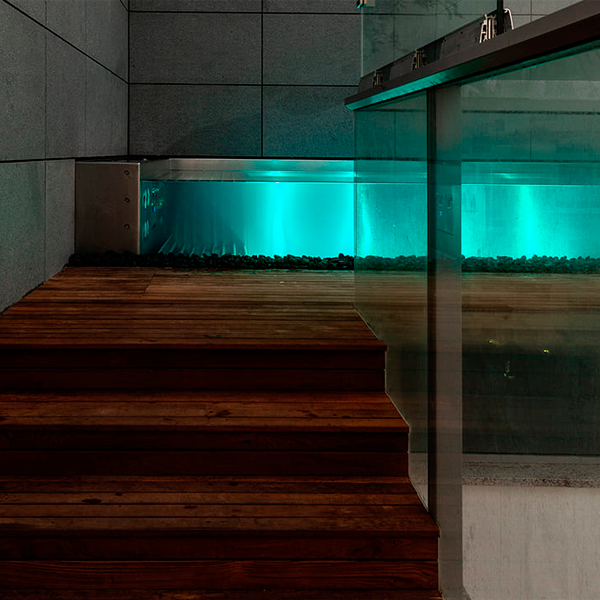 mini piscine inox avec paroi vitrée par Sparta Spa